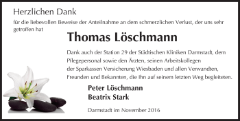 Traueranzeige von Thomas Löschmann von Trauerportal Echo Online
