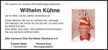 Traueranzeige von Wilhelm Kühne von Trauerportal Echo Online