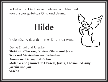 Traueranzeige von Hilde  von  Kreisanzeiger