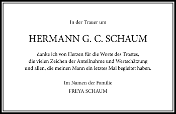Traueranzeige von Hermann G.C. Schaum von  Gießener Anzeiger