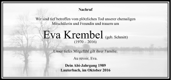 Traueranzeige von Eva Krembel von VRM Trauer