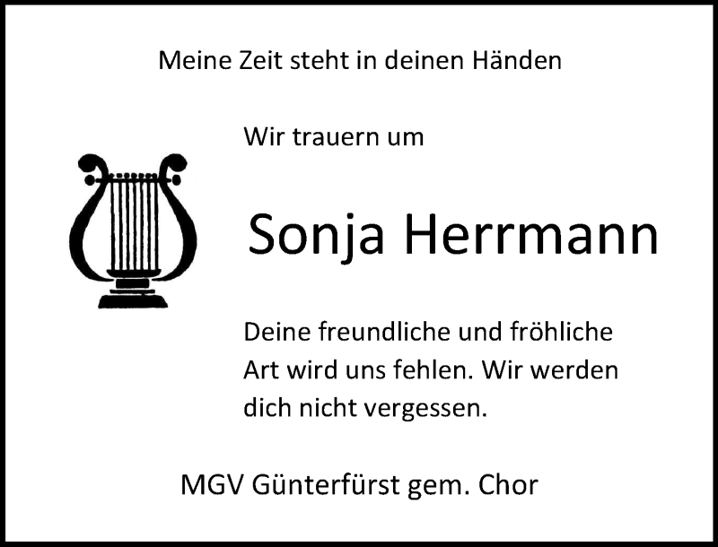  Traueranzeige für Sonja Herrmann vom 22.12.2016 aus Trauerportal Echo Online