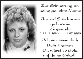 Traueranzeige von Ingrid Spielmann von Trauerportal Echo Online