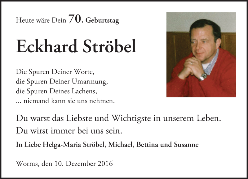  Traueranzeige für Eckhard Ströbel vom 10.12.2016 aus Trauerportal Rhein Main Presse