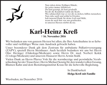Traueranzeige von Karl-Heinz Kreß von Trauerportal Rhein Main Presse