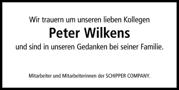 Traueranzeige von Peter Wilkens von  Usinger Anzeiger