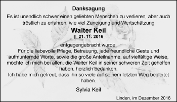 Traueranzeige von Walter Keil von  Gießener Anzeiger