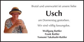 Traueranzeige von Ursula Rattler von Trauerportal Rhein Main Presse