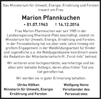 Traueranzeige von Marion Pfannkuchen von Trauerportal Rhein Main Presse