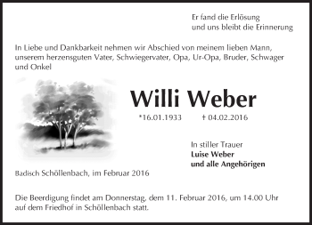 Traueranzeige von Willi Weber von trauer.echo-online.de