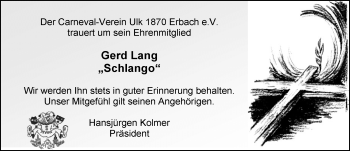 Traueranzeige von Gerd Lang von trauer.echo-online.de