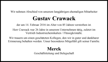 Traueranzeige von Gustav Crawack von trauer.echo-online.de