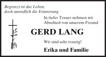 Traueranzeige von Gerd Lang von trauer.echo-online.de
