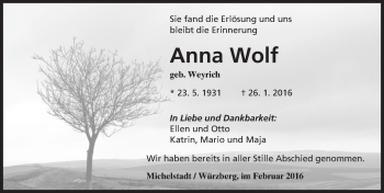 Traueranzeige von Anna Wolf von trauer.echo-online.de