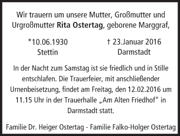 Traueranzeige von Rita Ostertag von trauer.echo-online.de