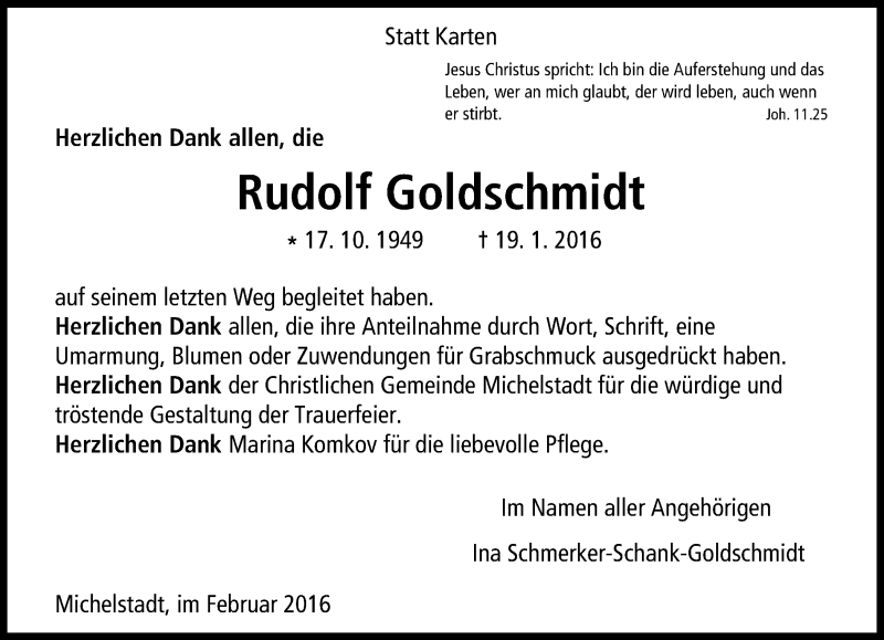  Traueranzeige für Rudolf Goldschmidt vom 20.02.2016 aus trauer.echo-online.de