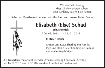 Traueranzeige von Elisabeth Schad von trauer.echo-online.de