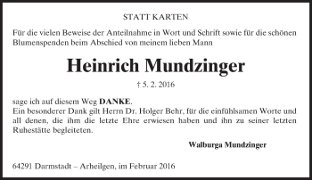 Traueranzeige von Heinrich Mundzinger von trauer.echo-online.de