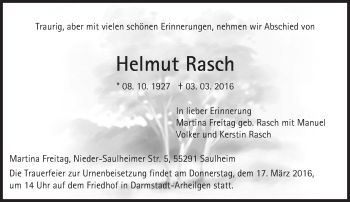 Traueranzeige von Helmut Rasch von trauer.echo-online.de