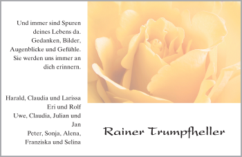 Traueranzeige von Rainer Trumpfheller von trauer.echo-online.de