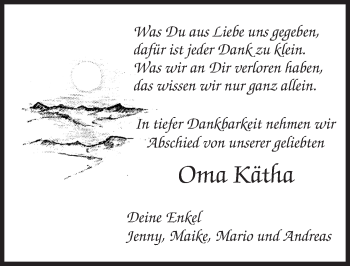 Traueranzeige von Oma Kätha  von trauer.echo-online.de
