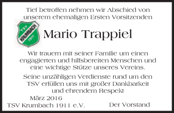 Traueranzeige von Mario Trappiel von trauer.echo-online.de