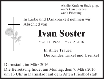 Traueranzeige von Ivan Soster von trauer.echo-online.de