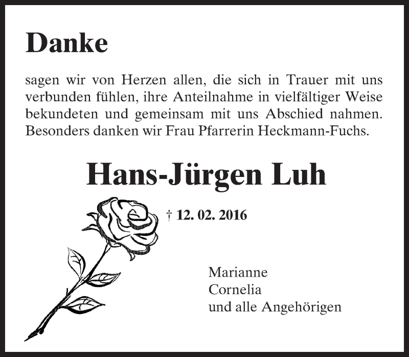  Traueranzeige für Hans-Jürgen Luh vom 12.03.2016 aus trauer.echo-online.de