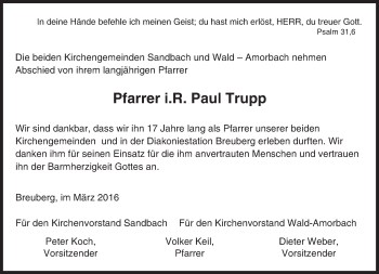 Traueranzeige von Paul Trupp von trauer.echo-online.de