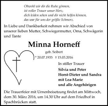 Traueranzeige von Minna Hornef von trauer.echo-online.de