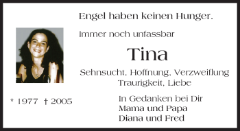 Traueranzeige von Tina Heckwolf von Darmstädter Echo