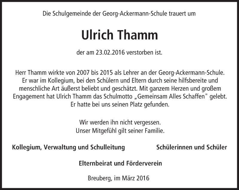  Traueranzeige für Ulrich Thamm vom 09.03.2016 aus trauer.echo-online.de