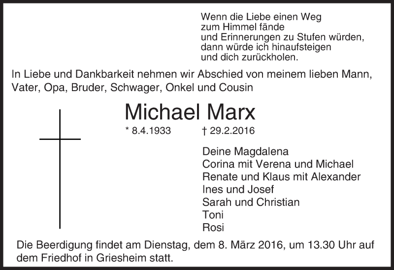  Traueranzeige für Michael Marx vom 05.03.2016 aus trauer.echo-online.de