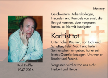Traueranzeige von Karl Dassler von trauer.echo-online.de