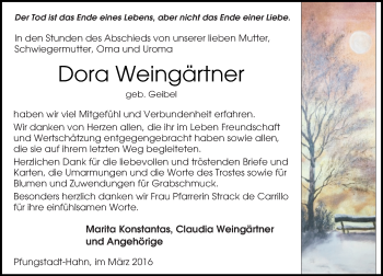 Traueranzeige von Dora Weingärtner von trauer.echo-online.de