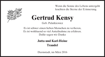 Traueranzeige von Gertrud Kensy von trauer.echo-online.de