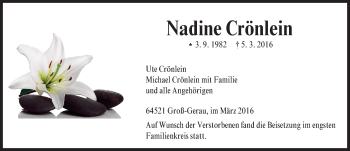 Traueranzeige von Nadine Crönlein von trauer.echo-online.de