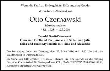 Traueranzeige von Otto Czernawski von trauer.echo-online.de