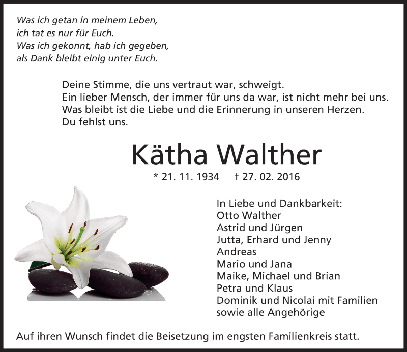  Traueranzeige für Kätha Walther vom 05.03.2016 aus trauer.echo-online.de