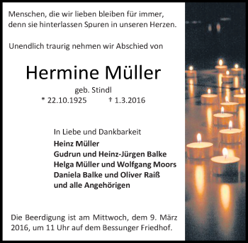Traueranzeige von Hermine Müller von trauer.echo-online.de
