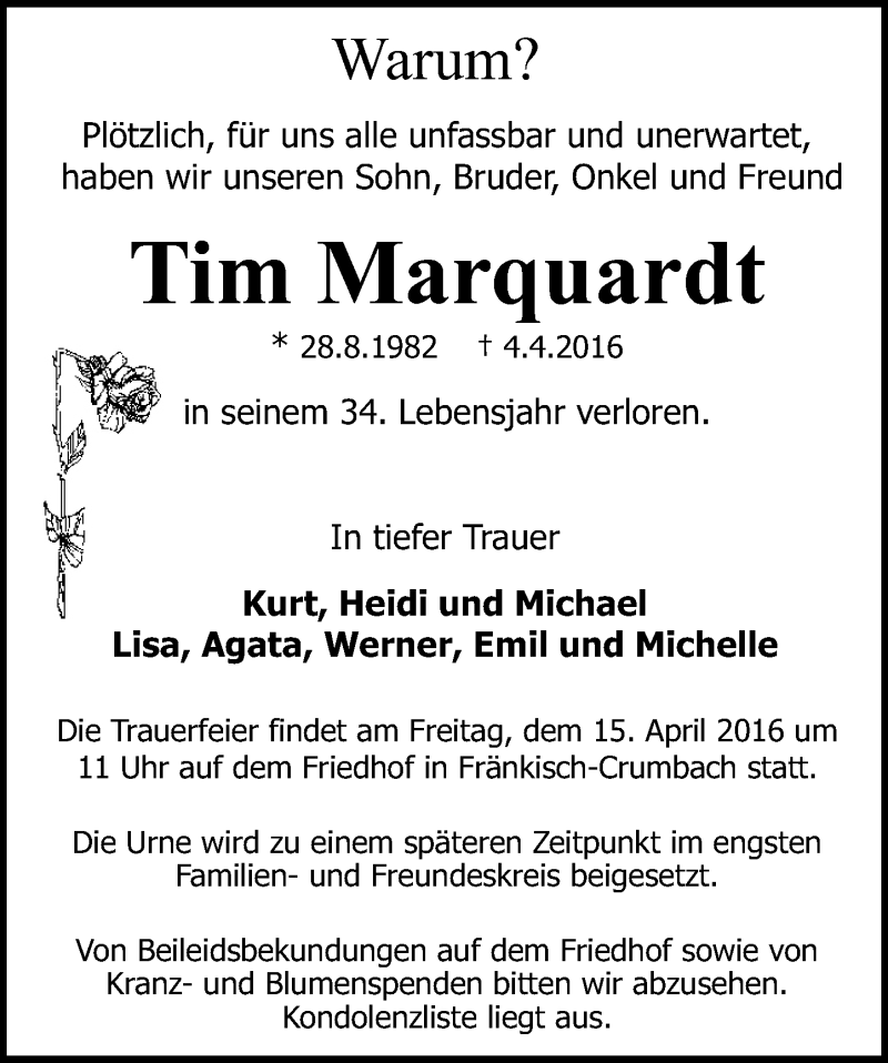  Traueranzeige für Tim Marquardt vom 09.04.2016 aus trauer.echo-online.de