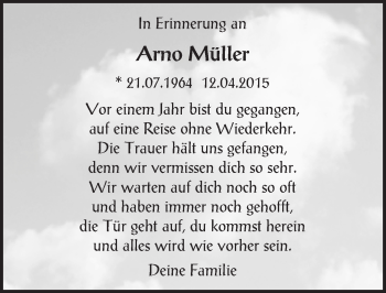 Traueranzeige von Arno Müller von trauer.echo-online.de