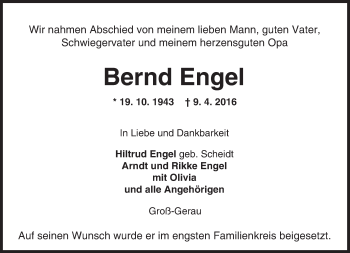 Traueranzeige von Bernd Engel von trauer.echo-online.de