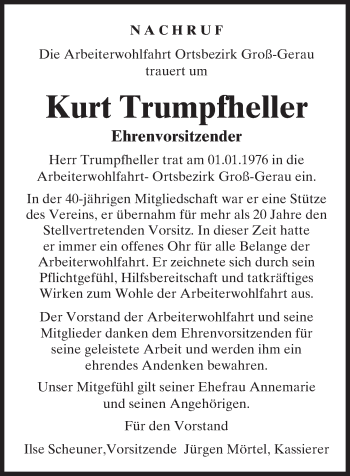 Traueranzeige von Kurt Trumpfheller von trauer.echo-online.de