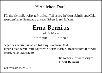 Traueranzeige von Erna Bernius von trauer.echo-online.de