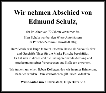 Traueranzeige von Edmund Schulz von trauer.echo-online.de