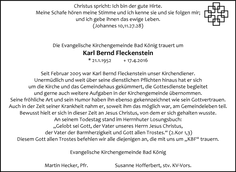  Traueranzeige für Karl Bernd Fleckenstein vom 26.04.2016 aus trauer.echo-online.de