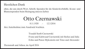 Traueranzeige von Otto Czernawski von trauer.echo-online.de