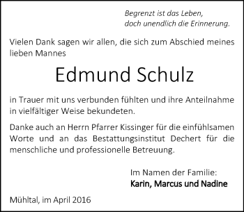 Traueranzeige von Edmund Schulz von trauer.echo-online.de
