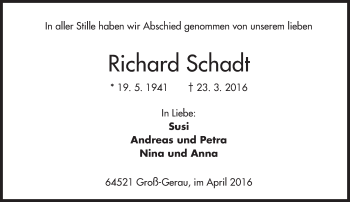Traueranzeige von Richard Schadt von trauer.echo-online.de